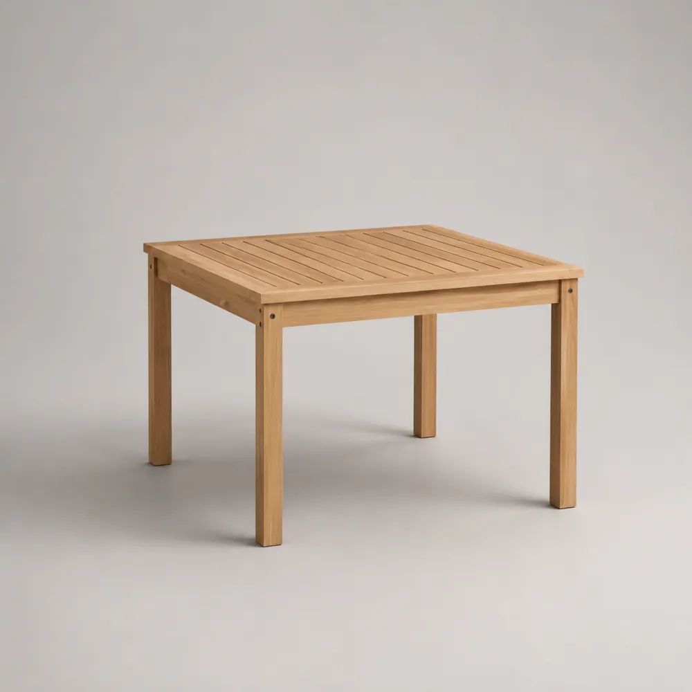 Tavolo da giardino quadrato 4 posti in legno massello di acacia naturale, 80 x 80 x 75 cm