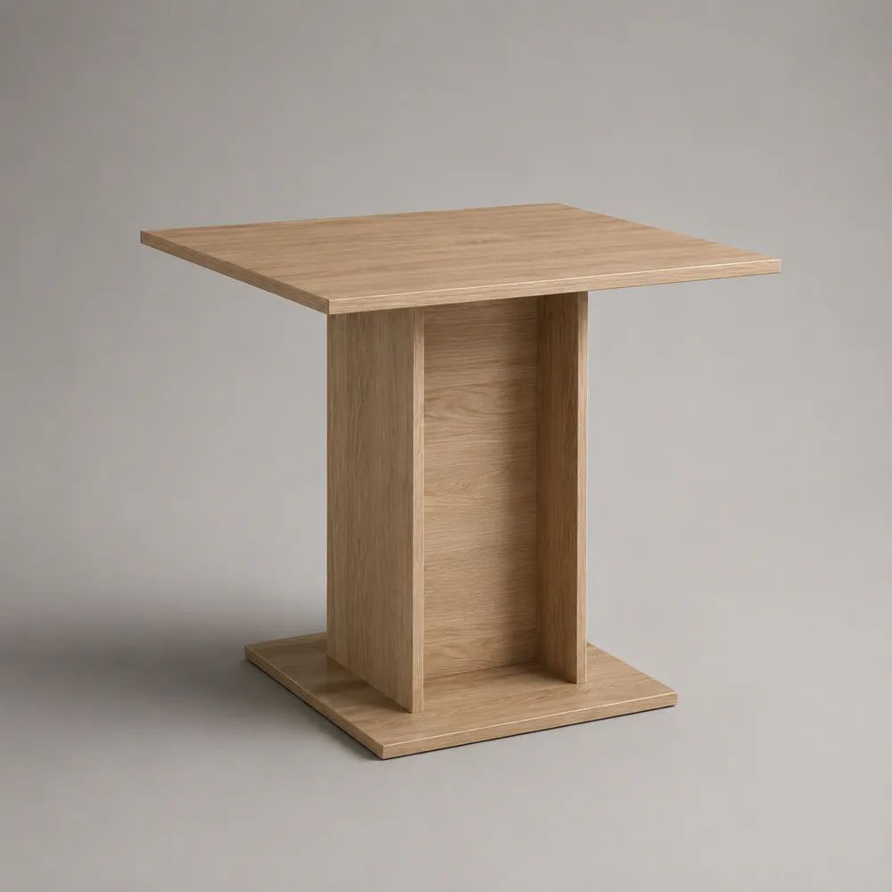 Tavolo da pranzo quadrato in pannello truciolare melaminico effetto rovere naturale, 80 × 80 × 75 cm