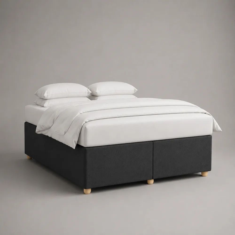 Struttura letto matrimoniale imbottita in tessuto grigio antracite 160 × 200 × 38 cm
