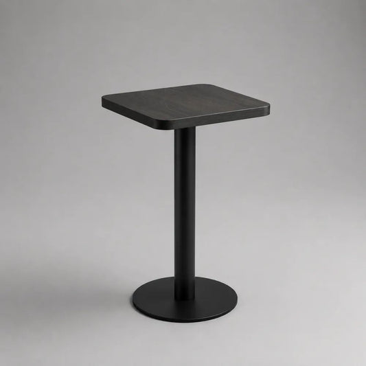 Tavolo da pranzo quadrato in legno e acciaio nero, 60 x 60 x 75 cm